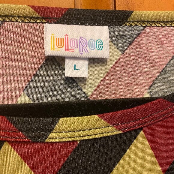 LuLaRoe Julia Geometric Print Dress Women's Large Red Black Beige - Picture 5 of 5